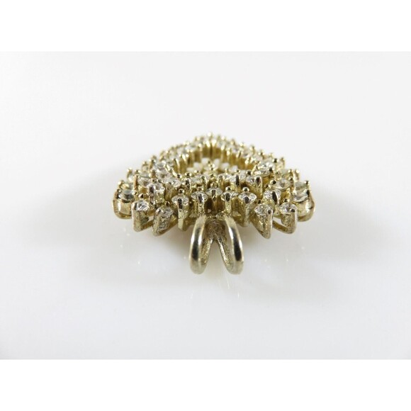 Sterling CI 925 Silver Cubic Zirconia Encrusted Heart Pendant Caspian Internatio - Picture 4 of 7